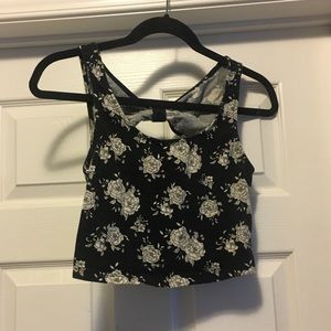 Forever 21 Black Floral Crop Top